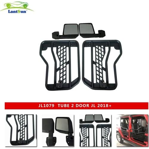 JL1079 Steel Half Tublar Doors Black with Side Mirrors for Jeep wrangler JL 2 doors LANTSUN