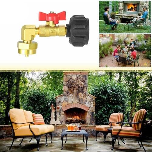 90 Degree QCC1 Type Propane Refill Elbow Adapter w/ Shutoff Valve for Small Propane Tanks Fit for Camping Grill
