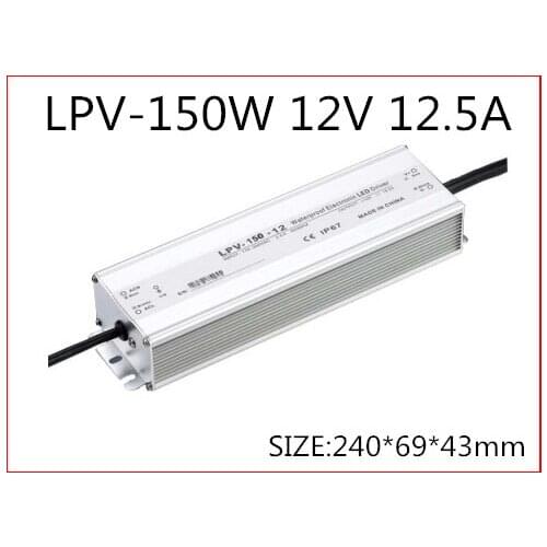 150W 12V 12.5A LED constant voltage waterproof switching power supply IP67 for led drive LPV-150-12