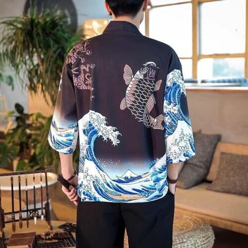 Japanese clothing Kimono cardigan men Japanese obi male yukata mens haori Japanese samurai clothing traditional sexy nightwear