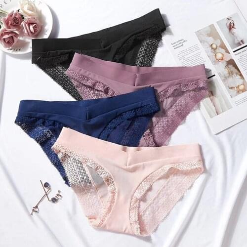 Lady Lace Fashion Cotton Briefs Letter Pink Thong Panties Sexy low Waist Elastic Band Briefs Comfortable Womens Intimate Pant