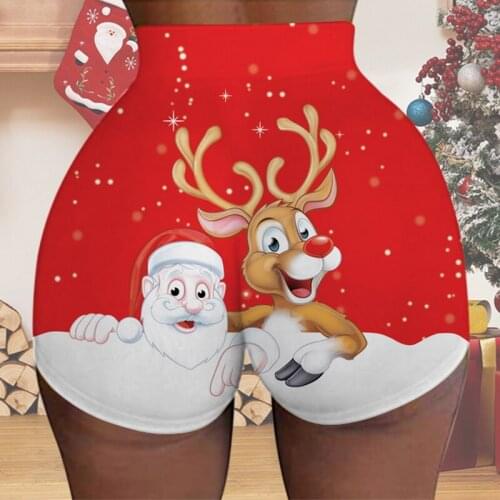 2021 Christmas Women Shorts Fun Print High Waisted Santa Anowman Shorts Summer Sexy Printed Letter Sports Daily Shorts Bottom