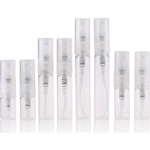 10pcs 1ml 2ml 3ml 5ml Mini Portable Transparent Glass Perfume Bottle With Spray&Empty Parfum Cosmetic Vial With Atomizer