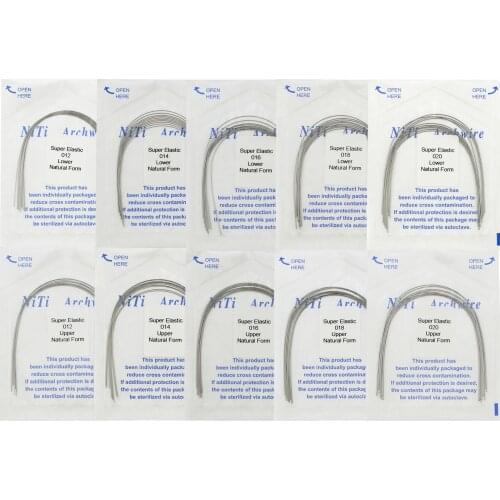 10 Pcs/Pack Dental Orthodontic Super Elastic Niti Arch Wire Natural Form Wire Round Wire 012-020 Upper/Lower