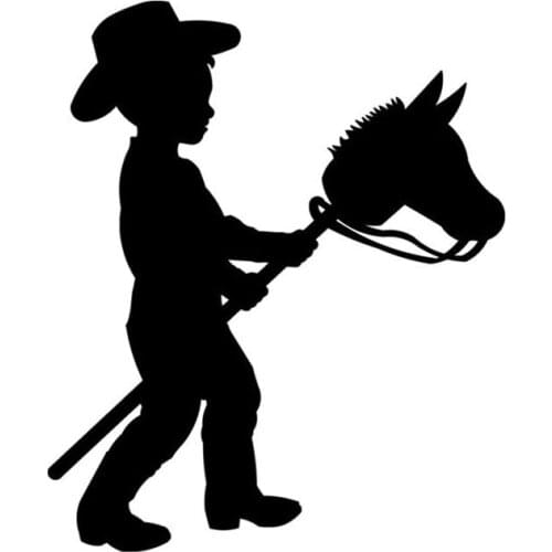 13.3cm*16cm Cowboy Kid Horse Toy Car Sticker Creative Car Styling Decals Black/Sliver S6-2744