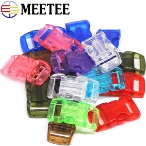 30/50pcs 10mm Plastic Transparent Colors Release Buckle DIY Adjust Clasp Bag Clothes Parts Strap Webbing Paracord Bracelet
