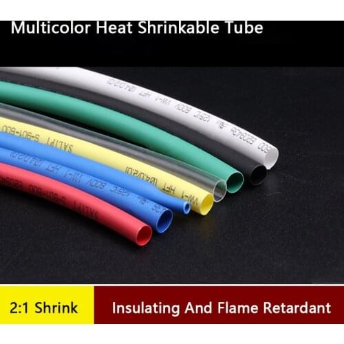 5 Meters Φ2mm-Φ5mm Multicolor Heat Shrinkable Tube Polyethylene Wire Cable Insulated Sleeving Tubing 2:1 Shrink