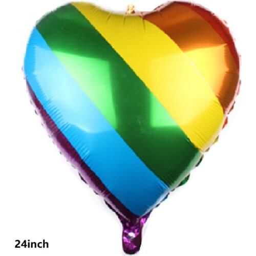 5pcs/lot 24inch Rainbow Heart Balloons Metallic Colorful Wedding Valentines Day Confession Prom Birthday Propose Decoration Set