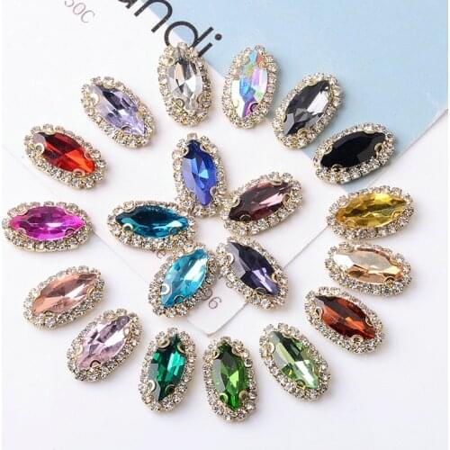 5 pcs Alloy Rhinestone Hand sewn diamond jewelry buckle accessories Horse eye style diamond buckle diy handmade Hair accessories