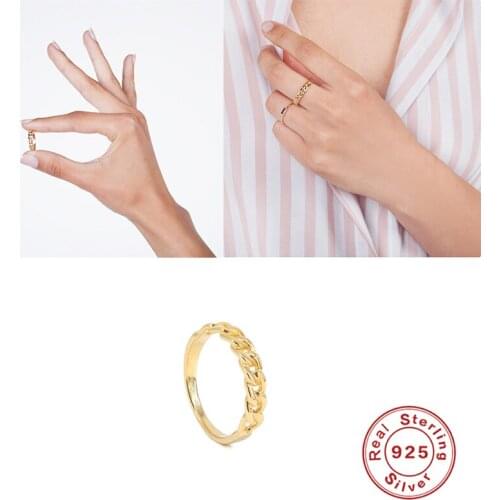 Aide 925 Sterling Silver Gold Twist Slim Rings Women Small Round Circle Ring Jewelry Luxury Rock Punk Jewelry For Women Girls