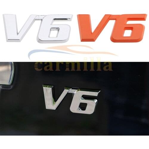 Car Abs Chrome V6 Emblem Badge 3D Decal Trunk Auto Motor Sticker Car Styling Sticker for Ford Fiesta Kuga Ranger Galaxy Fusion