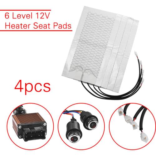 4pcs 6 Level 12V Carbon Fiber Universal Car Heated Heating Heater Seat Pads Winter Warmer Seat Covers Heated Seat Cushion