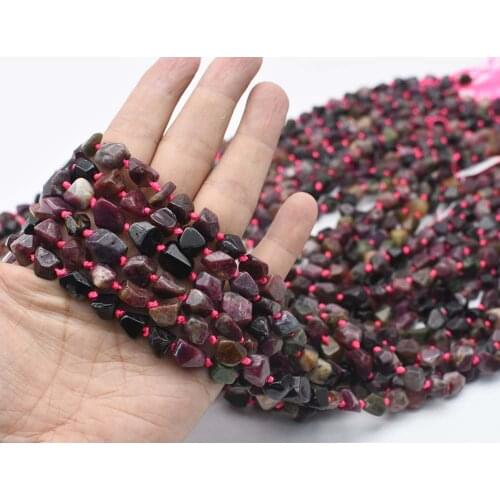 8x10mm AA Natural Faceted tourmaline irregular shape Stone Beads For DIY necklace bracelet jewelry make 15 "free delivery