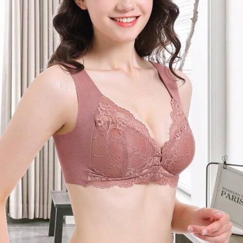Front Closure Bra with Floral Lace Lift Stretch 5D Shaping Seamless Bra Push up Full Coverage Underwear for Big Cup Heal