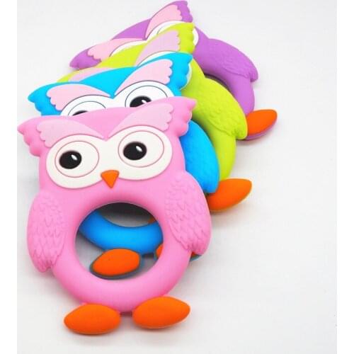 Chenkai 10PCS BPA Free Silicone Owl Teether DIY Newborn Baby Nursing Chewing Mommy Jewelry Night Animal Grib Crafts Toy Gift