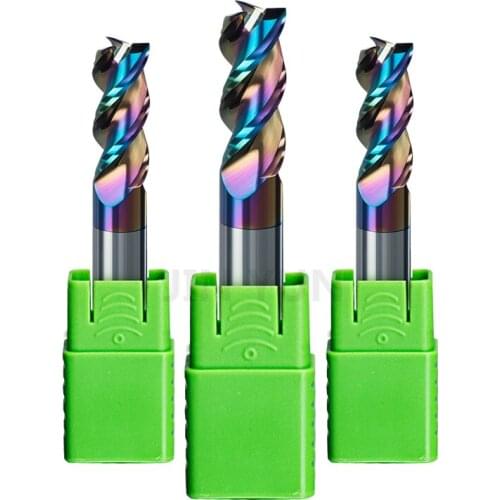 Milling Cutter Coating Color High-gloss Aluminum Cutter 3-blade HRC60 Tungsten Steel Cutter CNC Machining End Milling Cutter