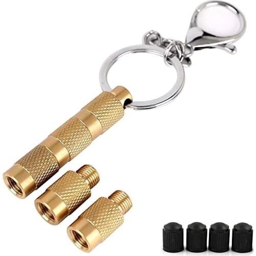 Tire Deflators Tools for Offroad Vehicles,4 in 1 Solid Brass Easy Storage and Using With Keyring Wheel Air Down Tool