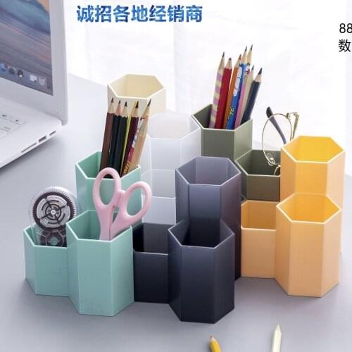 Pen holder creative student stationery Desktop desk multifunction storage box PE Pen container brush pot office supplies