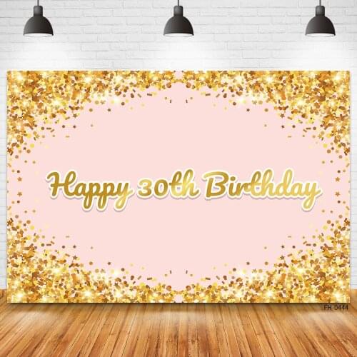 Custom Name Happy Sweet Gold Banner Poster Photography Backdrops 30th Birthday Photo Studio Backgrounds Family Party Photocall