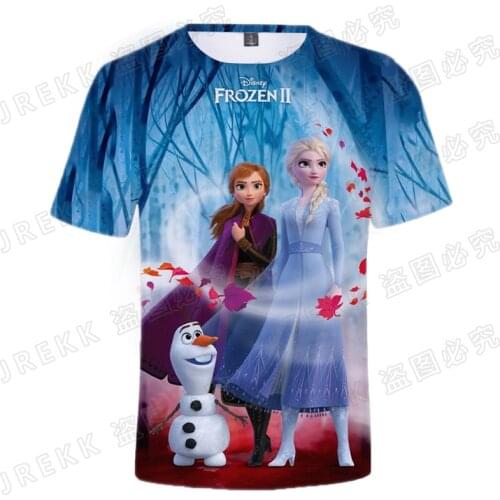 3D Print Movie Frozen Fashion Woman T-shirt Oversized Male Clothes Harajuku Snow Queen Child Short Sleeve Summer Men Tops