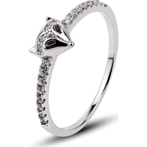 GNJ0497 High Quality 925 Sterling Silver Rings Beauty Lovely Fox Pattern Rings Fashion Jewelry Gift For Women