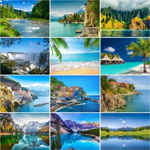 HUACAN Oil Painting By Numbers Sea Landscape Drawing On Canvas HandPainted Art Gift DIY Picture Kits Home Decoration