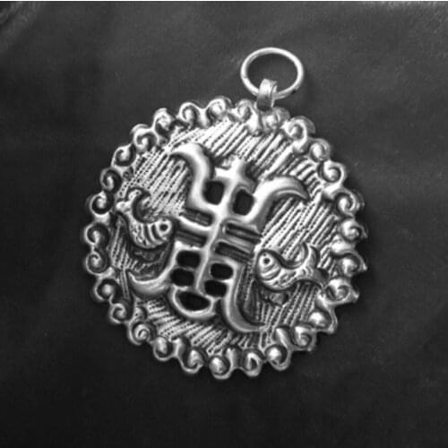 Hot sell new - Handmade Miao silver pure handmades 925 silver embroidery accessories Butterfly Silver luck Necklace Pendant