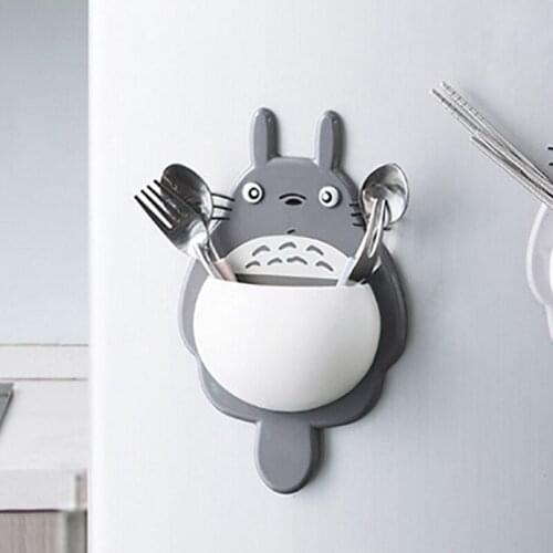 Powerful 3-sucker Multi-purpose Toothbrush Holder Toothpaste Holder Cute Home Decor Cartoons Bathroom Toilet Storage Rack