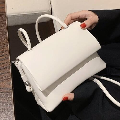 Fashion White Handbags Women Leather Cross Body Bag Ladies Designer Simple Shoulder Bags New Solid Color Flap Messenger Bag Sac