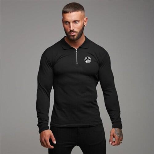 Mens Running Sport Shirts Gym Fitness Compression Skinny Polo shirt Male Jogging Training Solid Tee Shirt Sportswear Tops