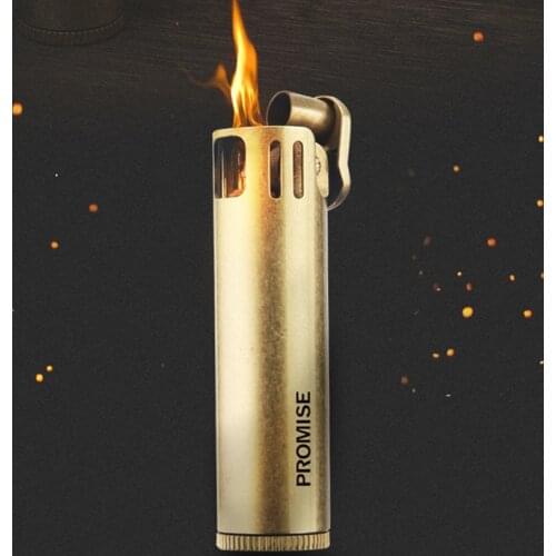 New Double Outlet Fire Grinding Wheel Flint Lighter Retro Pure Brass Free Fire Kerosene Pipe Lighter Detachable Gadgets For Man