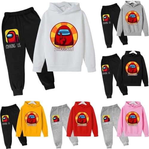 New Among Us Childrens Sweater Suit Cartoon Anime Hoodie Kids Long-sleeved Trousers Two-piece Fall/winter Boy and Girl Sweater