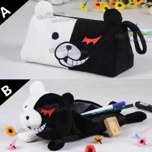 New Anime Danganronpa Monokuma Cosplay Props Pencil case Cosmetic Bag Kids Adult Cotton Black White Bear Symbol Coin purse Bags