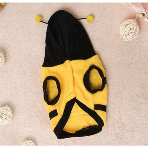 Bee Pet Puppy Coat Apparel Outfit Fleece Clothes Lovely Cosplay Cartoon Pajamas Dog Cat Hoodie Winter Autumn Clothing Supplies