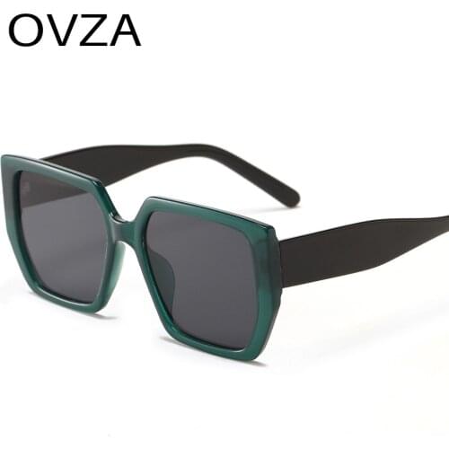 OVZA Oversized Sunglasses for Womens 2021 New Fashion Eyeglasses Male UV400 Two-color Frame Glasses S2040