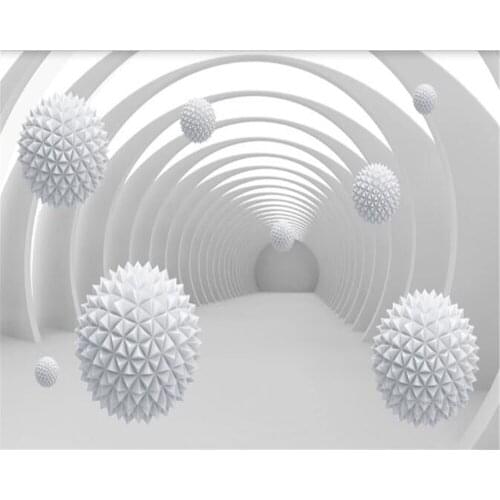 Beibehang Custom wallpaper 3D fashion photo personality abstract tunnel space polyhedron ball background wall papel de parede