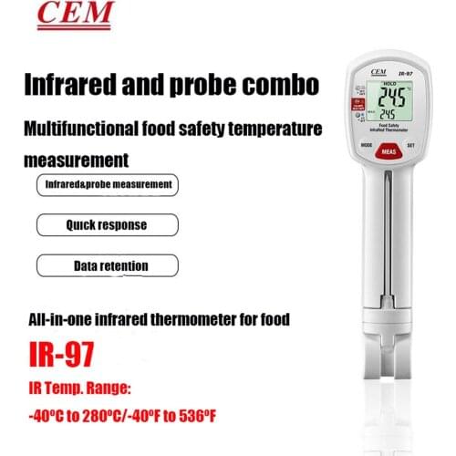 CEM IR-97 Infrared Needle Type Food Thermometer Multifunctional Safety Thermometer Pin Type Center Thermometer Meat Probe