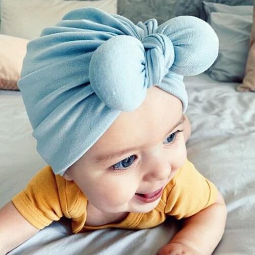 Bunny Ear Bebs Beanie 3D Bow Cotton Oversize Bow Baby Chapeau Infant Bowknot hat Turban Headgear Newborn Warm Headwrap Babes Cap
