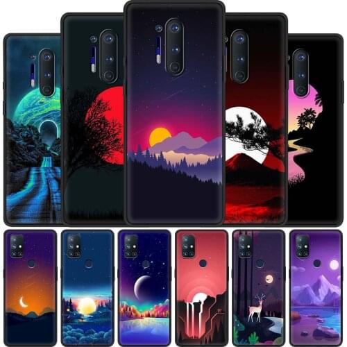Silicone Phone Case for OnePlus 8 Nord Z N10 5G 8T 7 Pro 9 9R N100 7T 6 6T Soft Back Cover 8Pro Shell Night Moon Funda Coque Sac