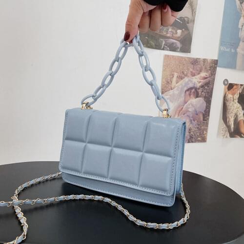 Shoulder Bag Female Crossbody Bag Women Handbag Purse Backpack Chain Fashion 2021 PU Leather Simple Solid Color Texture Lattice