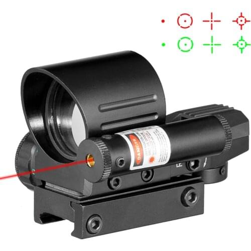 Tactical 4 Reticle Red/Green Dot Sight Hunting Rifle Reflex Dot Sight Brightness Adjustable Aluminum Casing With Red Laser
