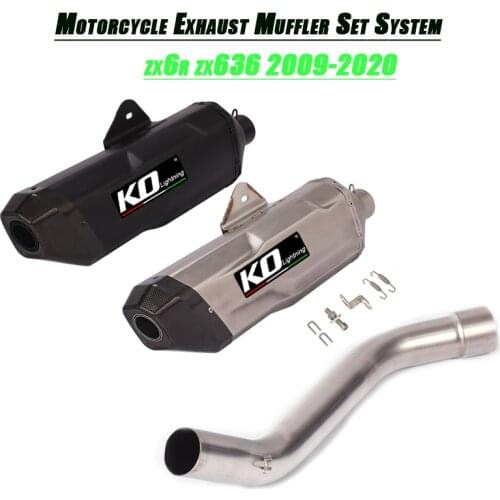 Motorcycle Set System Refit Middle Pipe Link 51mm Exhaust Silencer Tubes For Kawasaki Ninja Zx-6r Zx636 2009-2020