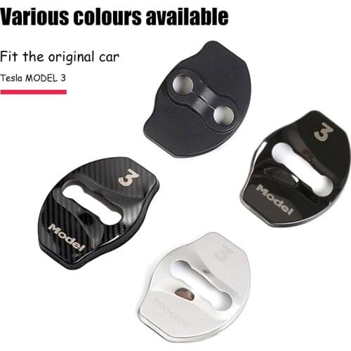 4pcs/Set Stainless steel car door latch protection cover Anti Rust Car accessories for Tesla Model 3