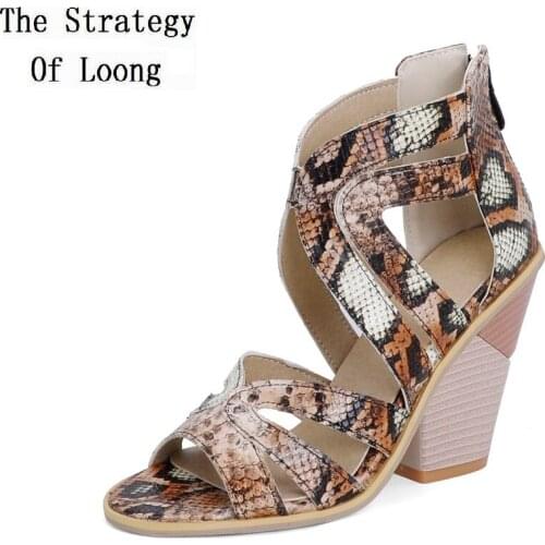 Summer New Fashion Strange Super High Heels Peep Toe Cut Out Mixed Colors Zipper Plus Size 47 48 Women Gladiator Sandals 0708