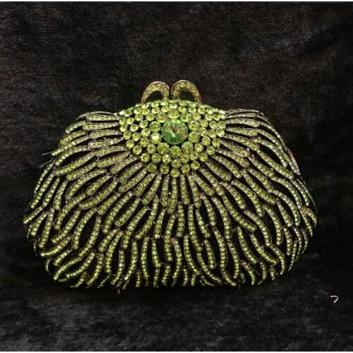 Gold green Floral Hollow Out Women Metal day Clutches Evening coin phone Purse Wedding Party Bridal Flower Handbag Clutch Bag