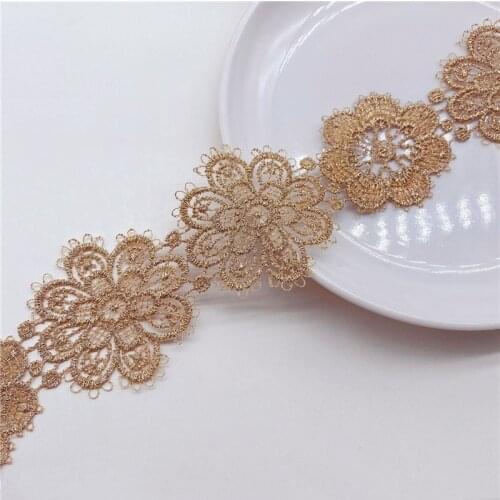 10Yards New Golden Lace Bar Code Decoration Clothing Accessories Flowers Gold Lace Trims 5.2cm