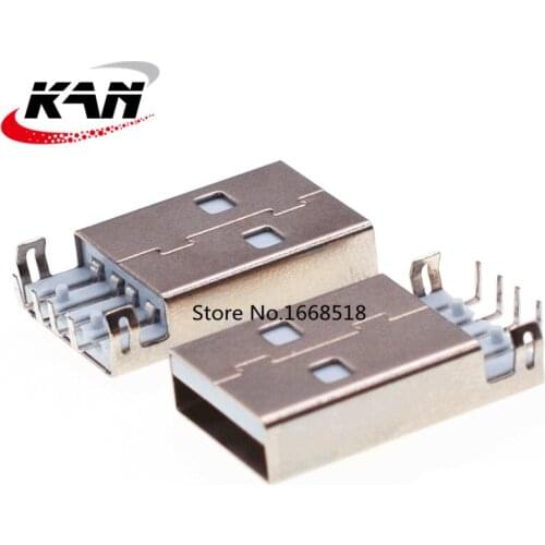 10pcs sinking plate USB socket Am90 degree USB interface socket pin A male interface male socket charging interface white glue