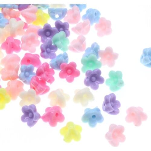 CHONGAI 100Pcs Flowers Mixed Candy Color Acrylic Beaded DIY Accessories Beads For Jewelry Bracelets Making 10mm