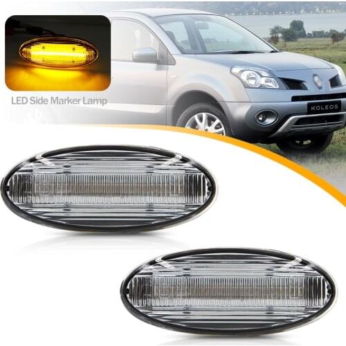 2Pcs LED Side Marker Lights Fender Laterial Bumper Turn Signal Lamps Repeaters for Renault Koleos 2008 2009 2010 2011