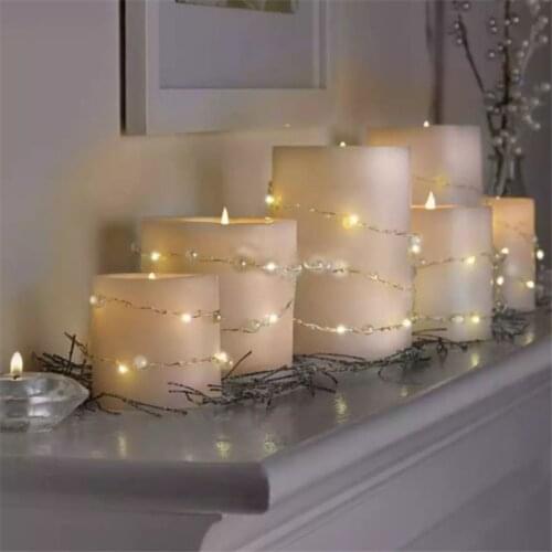 3M 20 Lights Pearl LED String Lights Romantic Wedding Garland Wedding Decorations Copper Wire Light Bridal Party Favor Supplies